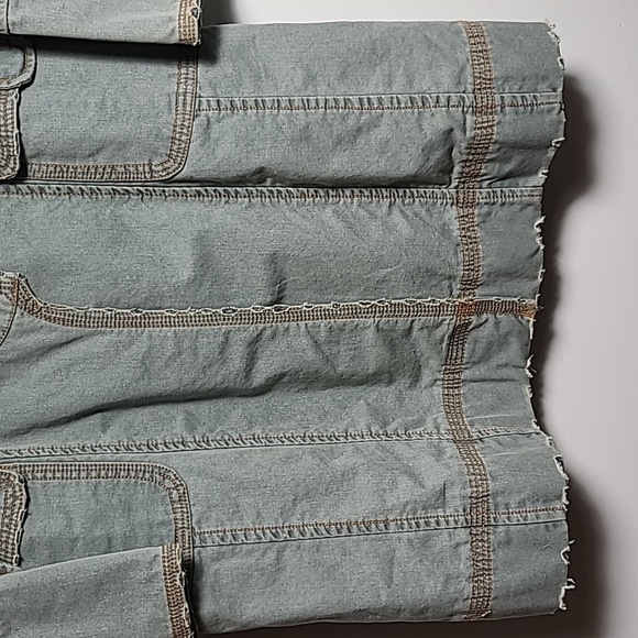 PAPARAZZI Vintage Mid Length 100% Cotton Distressed Jacket w/ Buttons Size Small - Picture 4 of 16